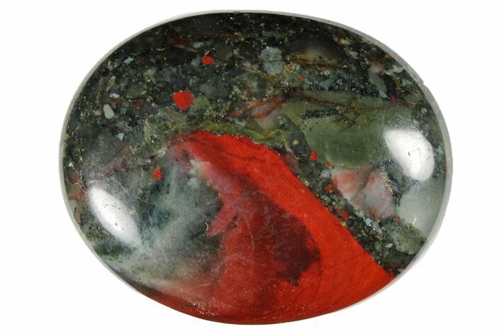 1.7" Polished Bloodstone (Heliotrope) Pocket Stone - Photo 1